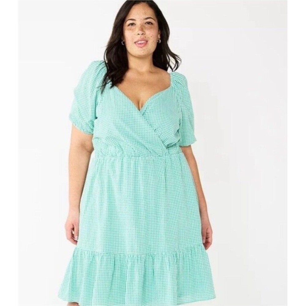 Draper James Mint Green Gingham Midi Dress